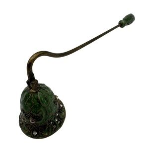 Candle Snuffer Ornate Rhinestone Enamel Green Jeweled Decorative Vintage Inspire
